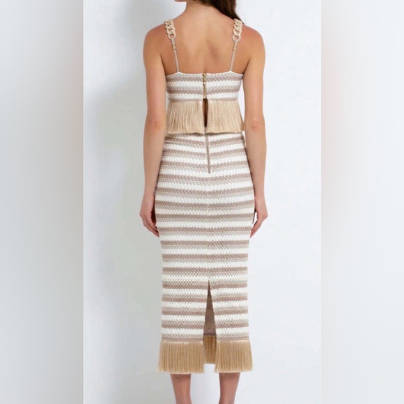 PatBO Beige and White Striped crochet top and skirt set - Picture 3 of 8